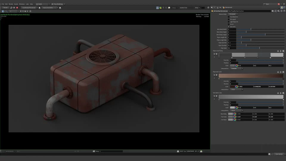 asset bash rooftop mechanical generartor houdini digital asset